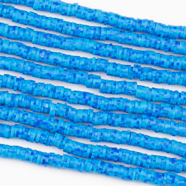 Polymer Clay 1x6mm Heishi Beads - Cobalt Pixel Mix #69, 15 inch strand