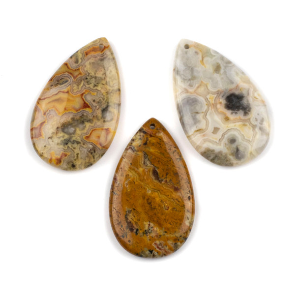 Crazy Lace Agate 27x45mm Top Front Drilled Teardrop Pendant - 1 per bag