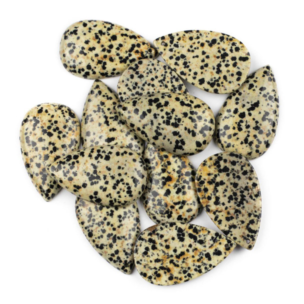 Cherry Tree Beads Dalmatian Jasper 28x46mm Top Front Drilled Teardrop Pendant with Flat Back - 1 per bag 