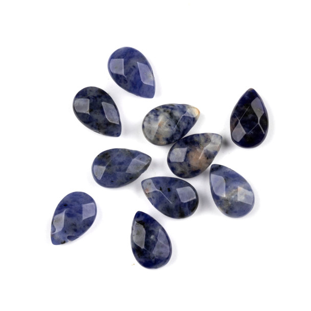 Sodalite 8x12mm Faceted Top Drilled Teardrop Pendants - 10 per bag