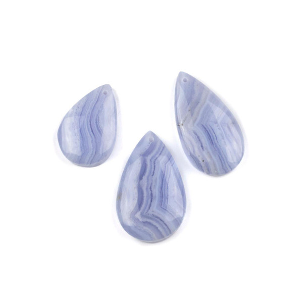 Cherry Tree Beads Blue Lace Agate 20x32-26x47mm Top Front Drilled Teardrop Pendant with a Flat Back - 1 per bag 