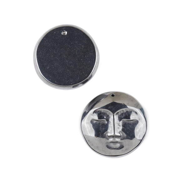 Cherry Tree Beads Terahertz 25mm Moon Face Pendant with a Flat Back - 1 per bag 