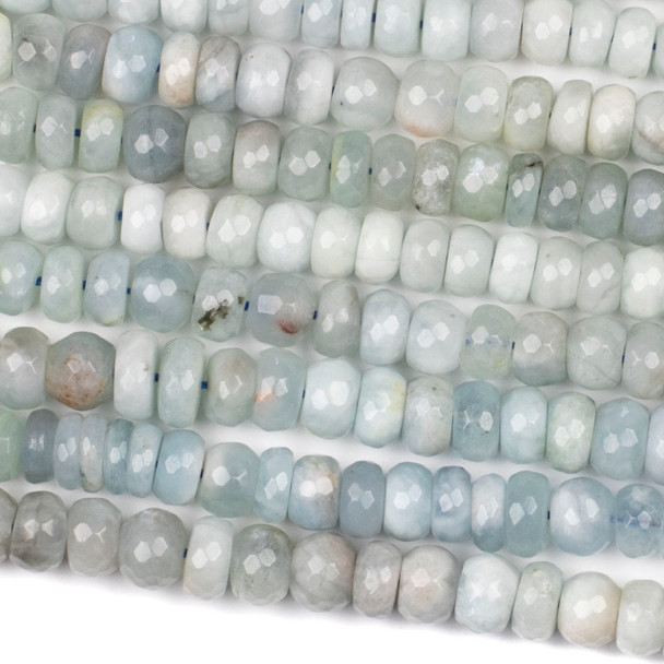 Aquamarine Grade "B" 5-8x10mm Faceted Irregular Rondelle Beads - 15 inch strand