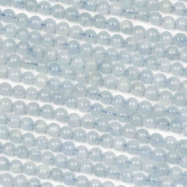 Aquamarine 5mm Round Beads - 15 inch strand