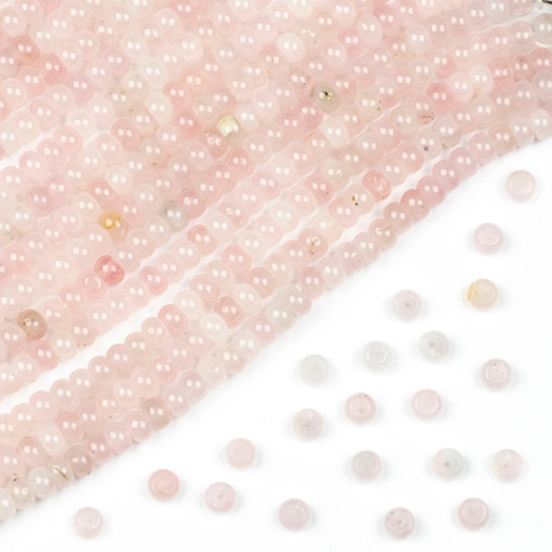 Rose Quartz 4x6mm Rondelle Beads - approx. 8 inch strand, Set A