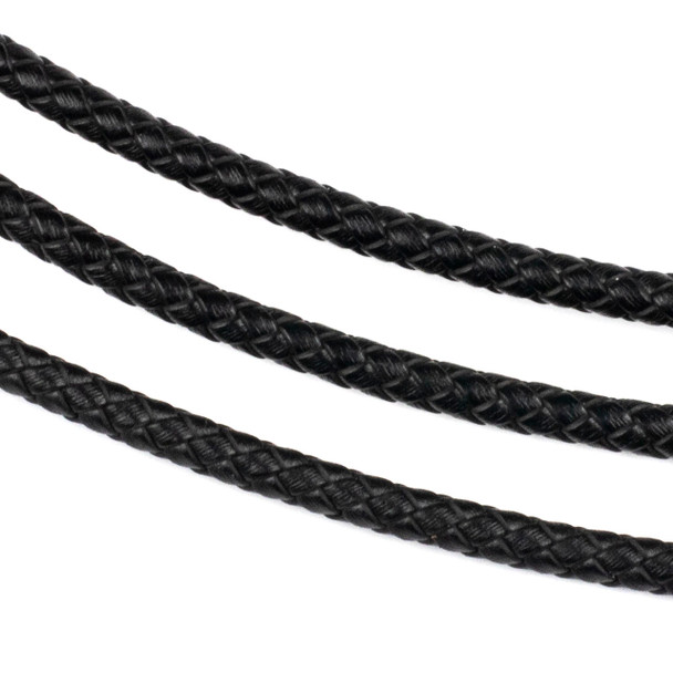 Precut 5mm Black Braided Leather Cord - 18 inches, 10 strand bundle