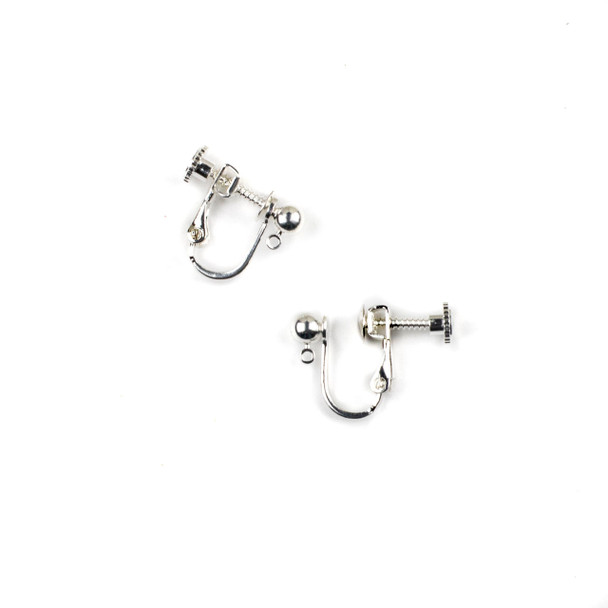 Silver Plated Clip-On Ear Wires - 4mm/.157in, 1 pair/2 pieces