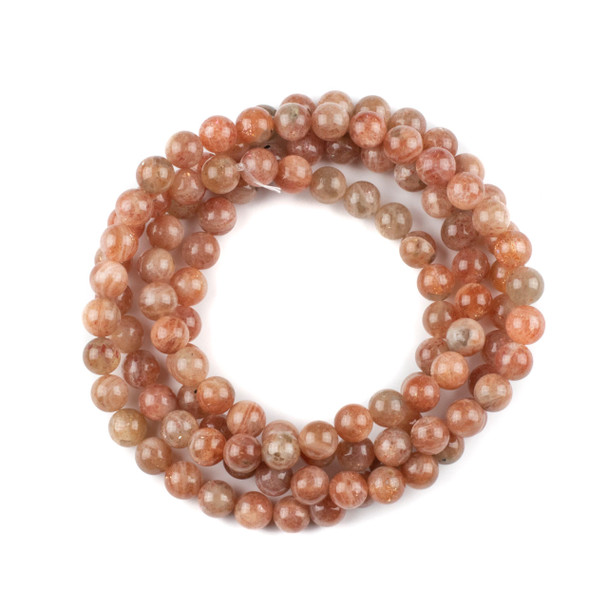 Sunstone 8mm Mala Round Beads - 36 inch strand