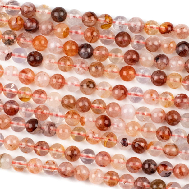 Red Inclusion Crystal Quartz 6mm Round Beads - 15 inch strand
