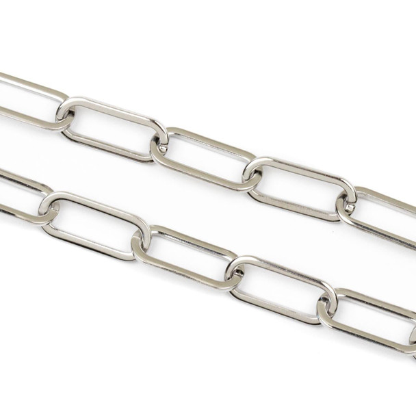Cherry Tree Beads Natural Silver Stainless Steel 6.5x16mm Paper Clip Chain - 10 meter spool 