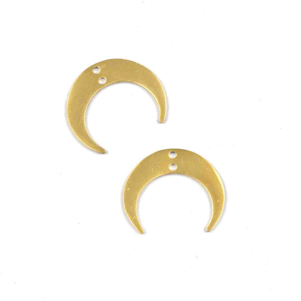 18k Gold Plated Stainless Steel 17x20mm Horizontal Crescent Moon Components with 2 Holes - 2 per bag