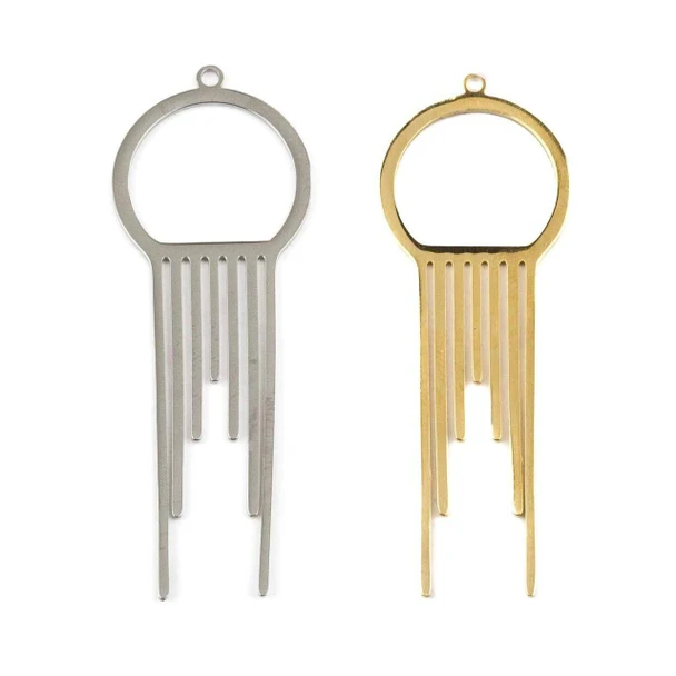 Cherry Tree Beads 304 Stainless Steel 20x56mm Geometric Dreamcatcher Components - 2 per bag 