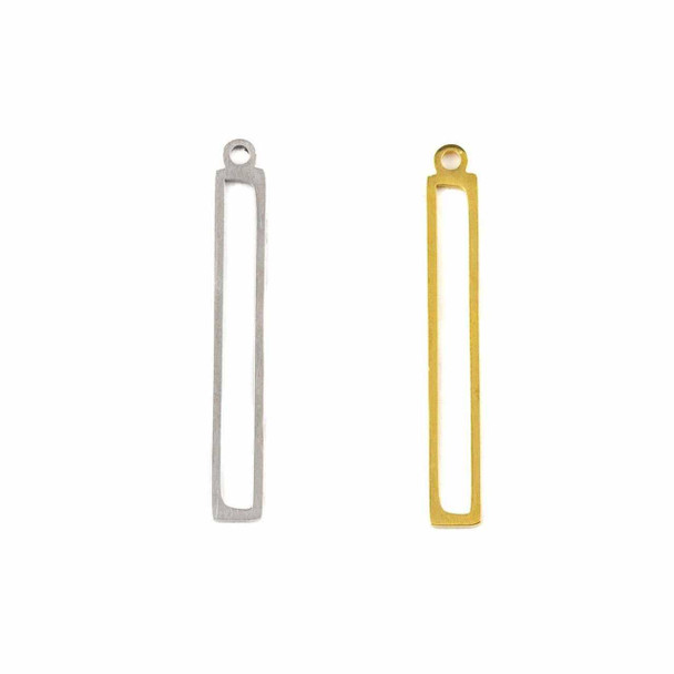 Cherry Tree Beads 304 Stainless Steel 4.5x32mm Rectangle Drop Components with Cut Out Middle - 2 per bag 