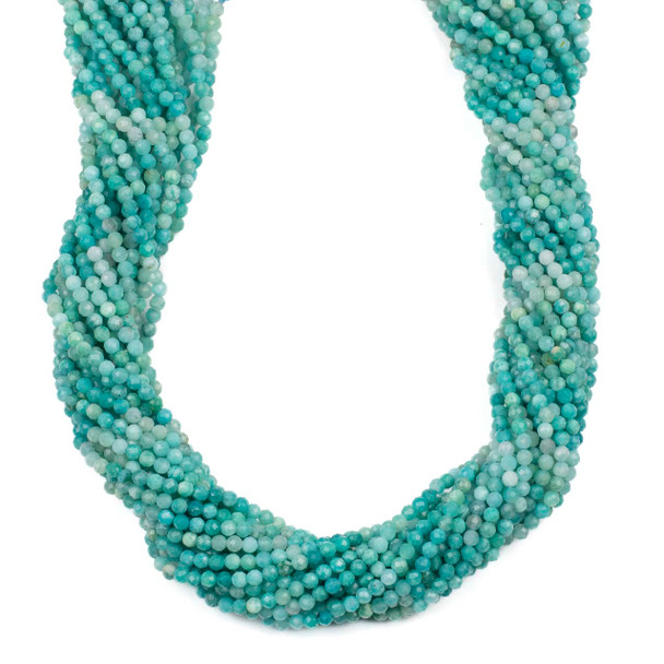 Multicolor Amazonite 3mm Faceted Round Beads - 15 inch strand