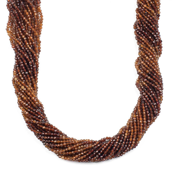 Multicolor Orange Garnet 2-2.5mm Faceted Round Beads - 15 inch strand