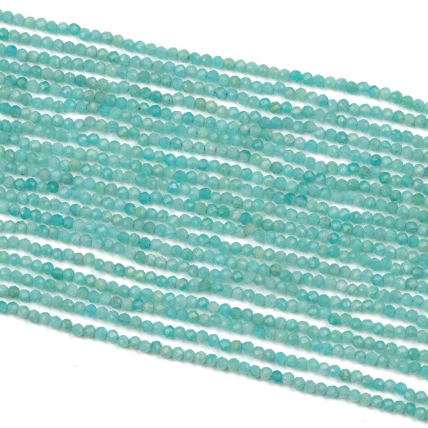 Amazonite 2mm Faceted Round Beads - 15.5 inch strand