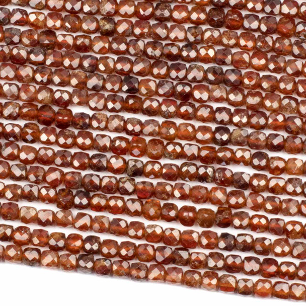 Orange Garnet 4mm Faceted Cube Beads - 15 inch strand