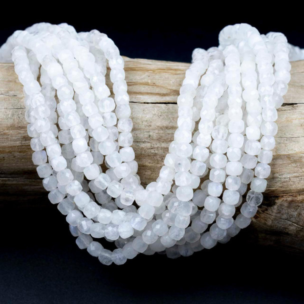 Cherry Tree Beads Blue Moonstone 4mm Faceted Cube Beads - 15 inch strand 