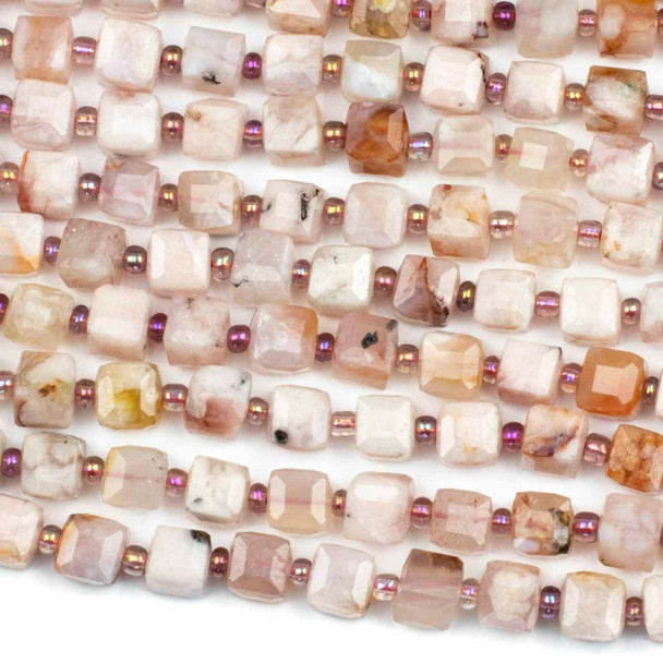 Cherry Tree Beads Cherry Blossom Agate 8-9mm Faceted Cube Beads - 15 inch strand 