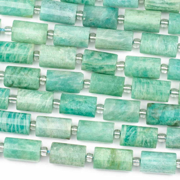 Russian Amazonite 10x16mm Faceted Tube Beads - 15 inch strand