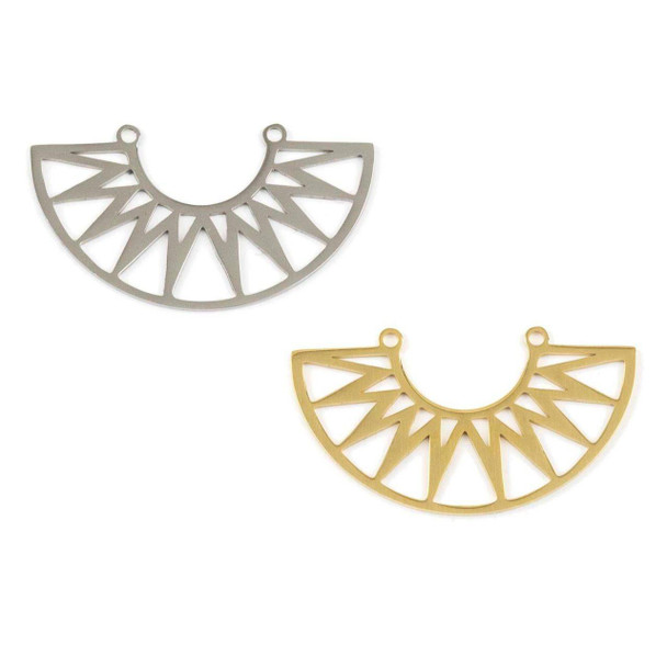 Cherry Tree Beads 304 Stainless Steel 22x39mm Sunrise Components with 2 Loops - 2 per bag  Cherry Tree Beads 304 Stainless Steel 22x39mm Sunrise Components with 2 Loops - 2 per bag