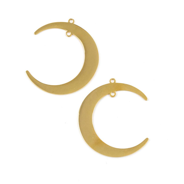 18k Gold Plated Stainless Steel 31x37mm Crescent Moon Components with 2 Loops - 2 per bag