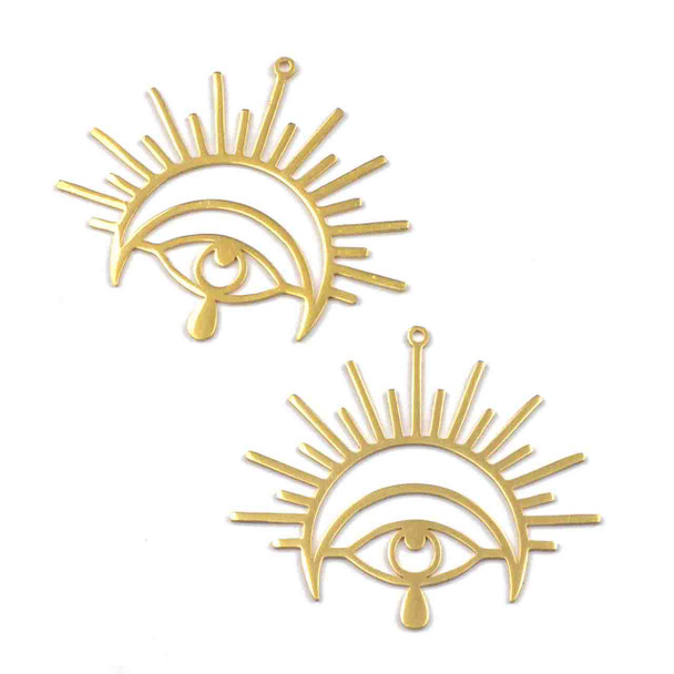 18k Gold Plated Stainless Steel 41x49mm Celestial Eye Components - 2 per bag