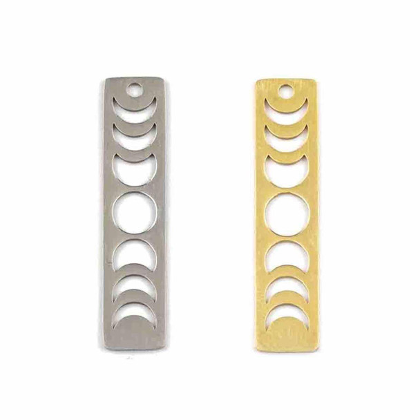 Cherry Tree Beads 304 Stainless Steel 8x35mm Moon Phase Rectangle Components - 2 per bag 