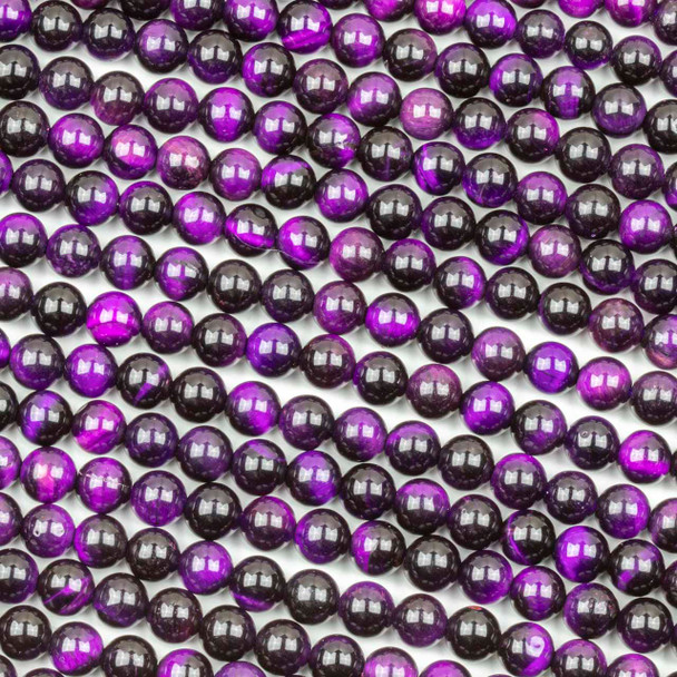 Purple Tigereye 6mm Faceted Round Beads - 15 inch strand