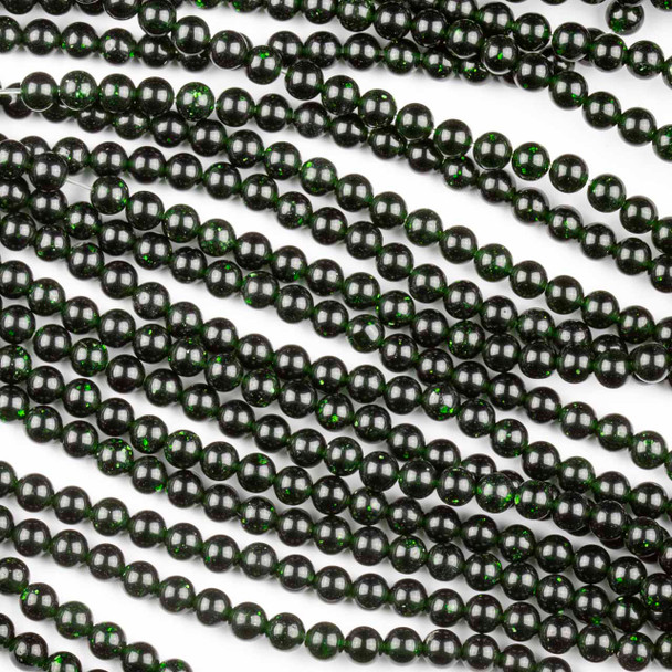 Green Goldstone 4mm Round Beads - 15 inch strand