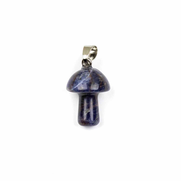 Sodalite 16x20mm Mushroom Pendant with Silver Plated Brass Loop and 4x7mm Bail - 1 per bag