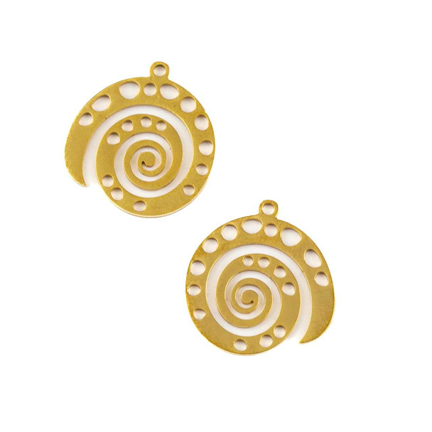 Cherry Tree Beads 18k Gold Plated Stainless Steel 21x22mm Snail Shell Component - 2 pieces 