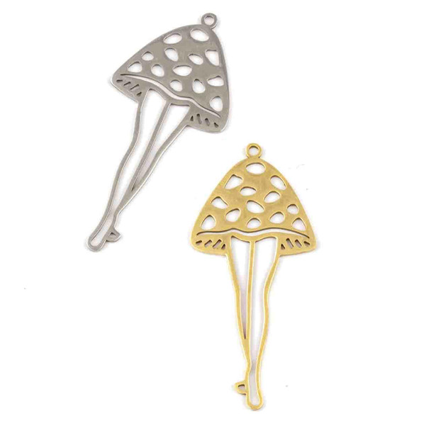 Cherry Tree Beads Stainless Steel 22x48mm Mushroom with Legs Component - 2 per bag 