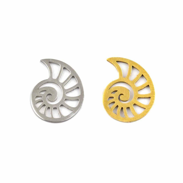 Cherry Tree Beads 304 Stainless Steel 11.4x14.4mm Nautilus Shell Components - 2 per bag 