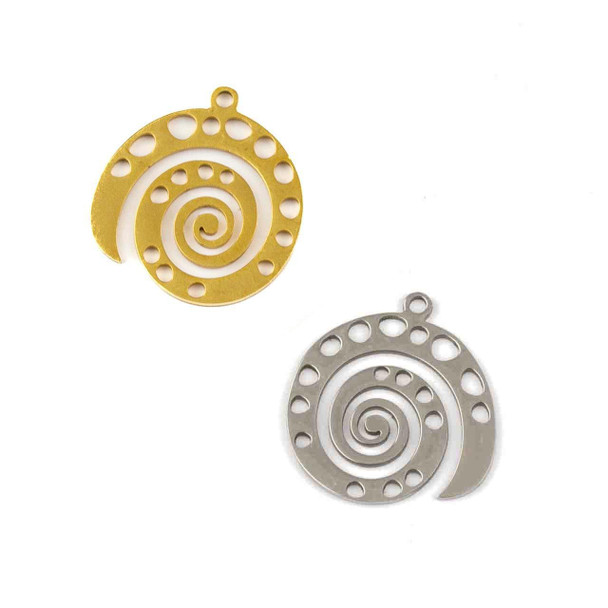 Cherry Tree Beads Stainless Steel 21x22mm Snail Shell Component - 2 per bag  Cherry Tree Beads Stainless Steel 21x22mm Snail Shell Component - 2 per bag