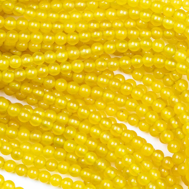 Dyed Yellow Agate 5mm Round Beads - 15 inch strand