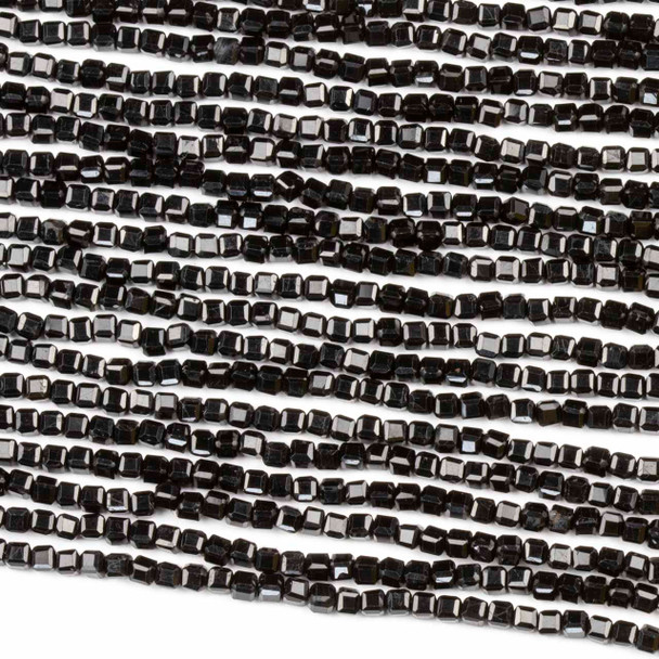 Black Tourmaline 2.5mm Faceted Cube Beads - 15 inch strand