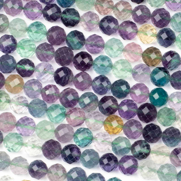 Rainbow Fluorite 6mm Faceted Round Beads - 15 inch strand