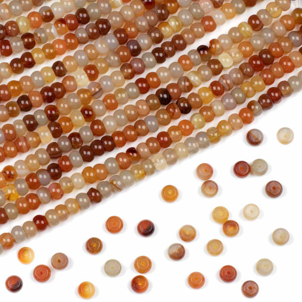 Carnelian 4x6mm Rondelle Beads - approx. 8 inch strand, Set A