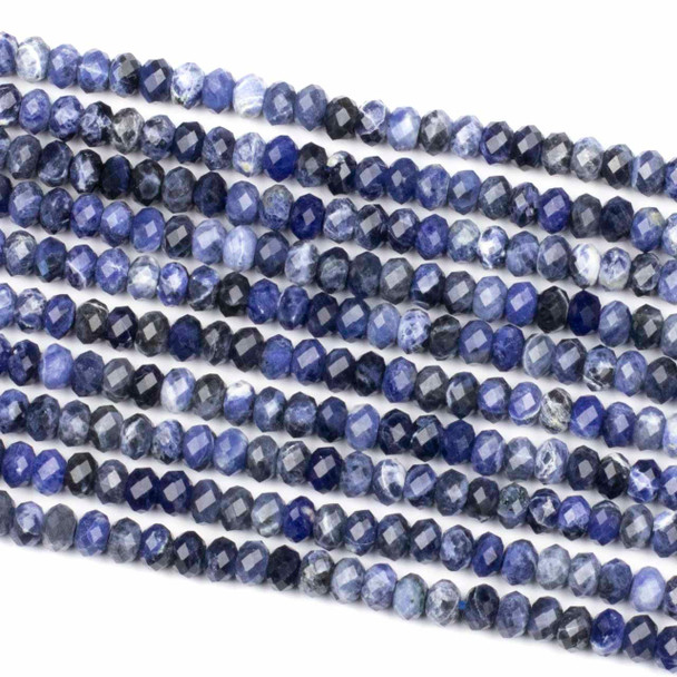 Sodalite 4x6mm Faceted Rondelle Beads - 15 inch strand