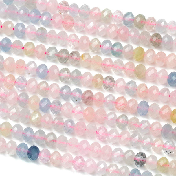 Morganite 4x5mm Faceted Rondelle Beads - 15 inch strand