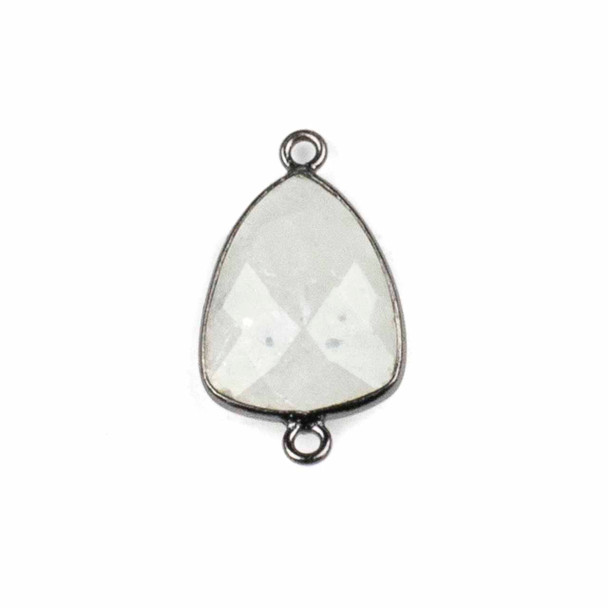 Moonstone 13x23mm Rounded Triangle Link with a Gun Metal Plated Brass Bezel - 1 per bag