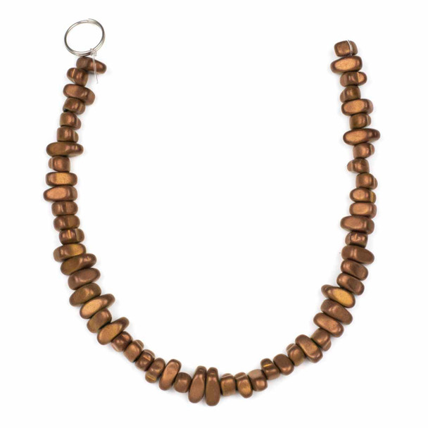 Cherry Tree Beads Synthetic Hematite Electroplated Matte Vintage Copper 5-8mm Chip Beads - 8 inch strand 