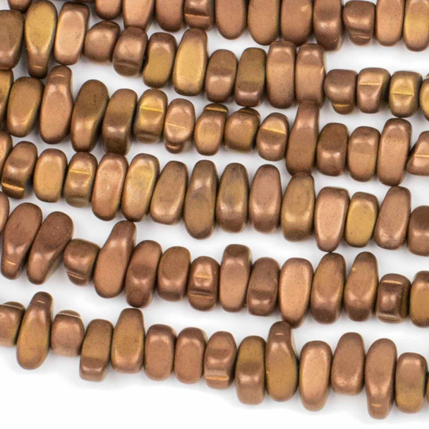 Synthetic Hematite Electroplated Matte Vintage Copper 5-8mm Chip Beads - 8 inch strand