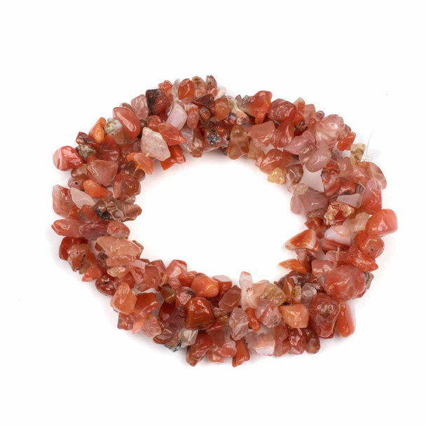 Red Agate 5-8mm Chip Beads - 32" circular strand