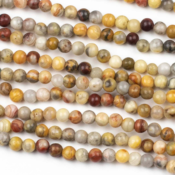 Crazy Lace Agate 4mm Round Beads - approx. 8 inch strand, Set A