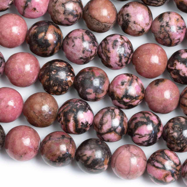 Cherry Tree Beads Rhodonite with Matrix 10mm Round Beads - approx. 8 inch strand, Set A 