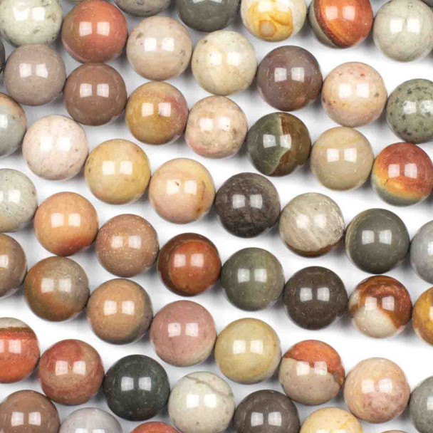 Polychrome Jasper 10mm Round Beads - 8 inch strand