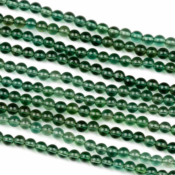 Green Quartz 4mm Round Beads - 15 inch strand