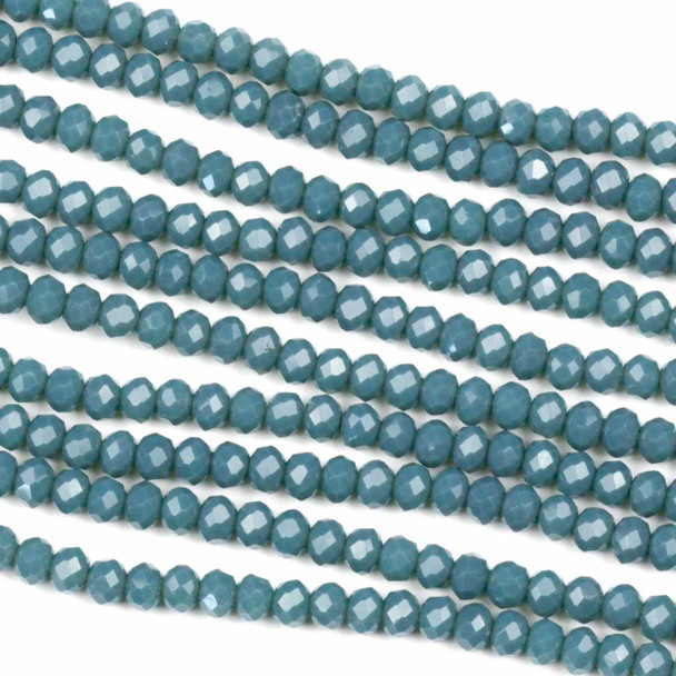 Crystal 2x3mm Opaque Deep Ocean Blue Rondelle Beads - Approx. 15.5 inch strand